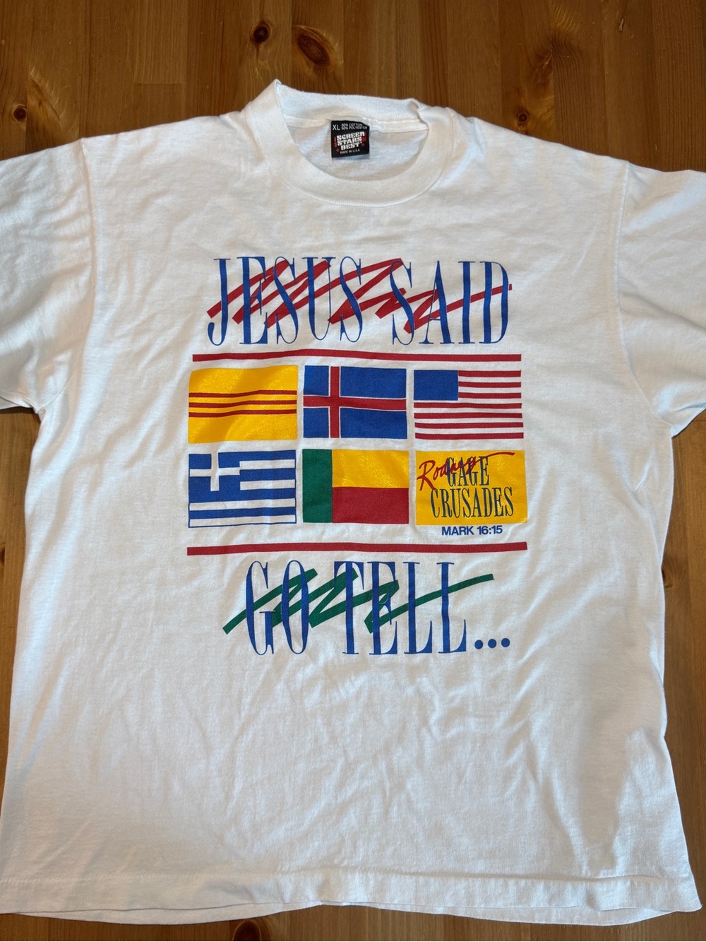 "Jesus Said Go Tell" White Graphic Tee 90s Vintage